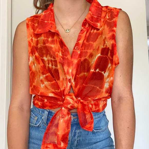 Orange Button Up - Picture 2 of 4